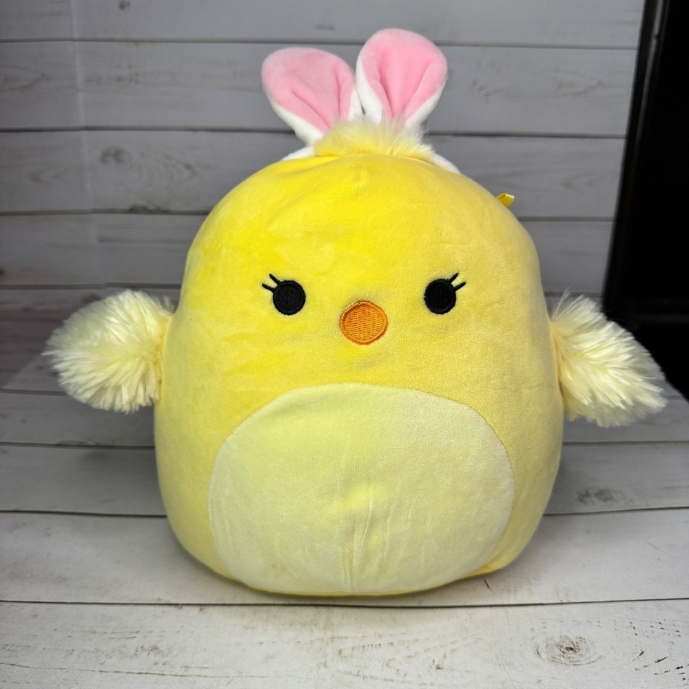 Squishmallows Aimee Yellow Chick Bunny Ears 8" Easter Plush Kellytoy